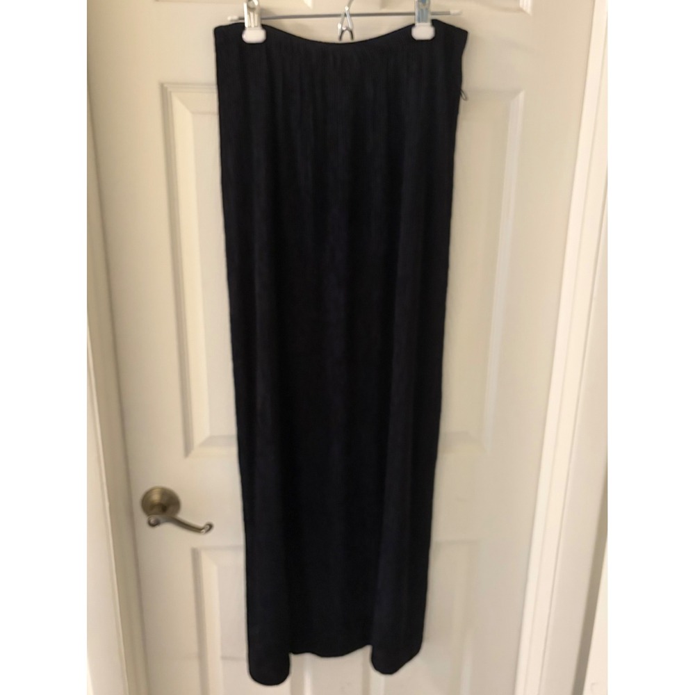 Vintage 3 Flags California Pleated Crinkle Maxi Skirt Black USA Made NWT Sz 16